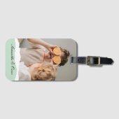 Modernes Foto und Personalisierter Name Minze Gesc Gepäckanhänger (Vorderseite (Horizontal))