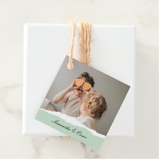 Modernes Foto und Personalisierter Name Minze Gesc Geschenkanhänger (Beispiel)