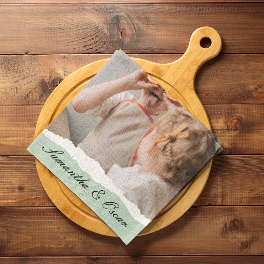 Modernes Foto und Personalisierter Name Minze Gesc Geschirrtuch