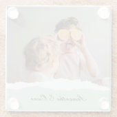 Modernes Foto und Personalisierter Name Minze Gesc Glasuntersetzer (Rückseite)
