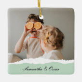 Modernes Foto und Personalisierter Name Minze Gesc Keramikornament (Vorderseite)