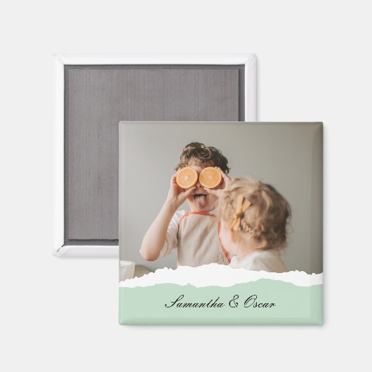 Modernes Foto und Personalisierter Name Minze Gesc Magnet (Vorderseite/Rückseite)