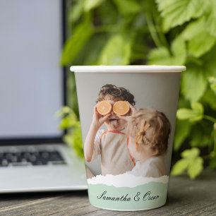 Modernes Foto und Personalisierter Name Minze Gesc Pappbecher