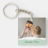 Modernes Foto und Personalisierter Name Minze Gesc Schlüsselanhänger (Vorderseite)