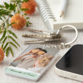 Modernes Foto und Personalisierter Name Minze Gesc Schlüsselanhänger (Vorderseite rechts)