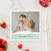 Modernes Foto und Personalisierter Name Minze Gesc Serviette (Beispiel)