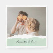 Modernes Foto und Personalisierter Name Minze Gesc Serviette (Vorderseite)