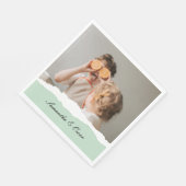 Modernes Foto und Personalisierter Name Minze Gesc Serviette (Ecke)