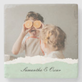 Modernes Foto und Personalisierter Name Minze Gesc Steinuntersetzer (Vorderseite)