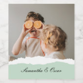 Modernes Foto und Personalisierter Name Minze Gesc Weinetikett (Einzelnes Label)