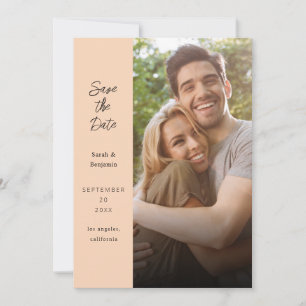 Modernes Foto und Seite Save the Date - Peach Einladung