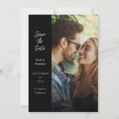 Modernes Foto und Seite Save the Date - Schwarz Einladung (Vorderseite)