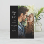 Modernes Foto und Seite Save the Date - Schwarz Einladung (Stehend Vorderseite)