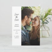Modernes Foto und Seitenteile Save the Date - weiß Einladung (Stehend Vorderseite)