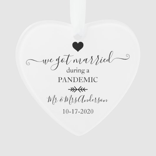 Modernes Foto Verheiratet während Pandemie Keepake Ornament (Vorderseite)