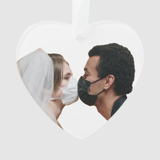 Modernes Foto Verheiratet während Pandemie Keepake Ornament (Rückseite)