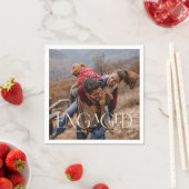 Modernes Foto Verlobung Editierbar Farbüberlagerun Serviette (Beispiel)