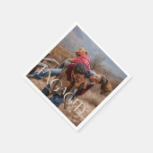 Modernes Foto Verlobung Editierbar Farbüberlagerun Serviette (Ecke)