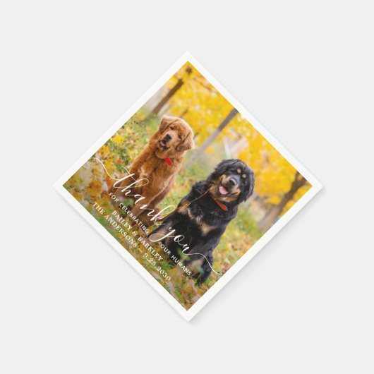 Modernes Foto Vielen Dank, dass Ihr Hund Hochzeit  Serviette (Ecke)