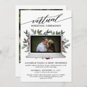 Modernes Foto Virtual Wedding Zeremonie Einladung (Vorne/Hinten)