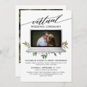 Modernes Foto Virtual Wedding Zeremonie Einladung (Vorne/Hinten)