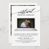 Modernes Foto Virtual Wedding Zeremonie Einladung (Vorne/Hinten)
