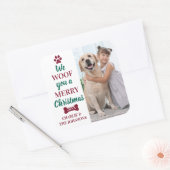 Modernes Foto von Haustieren frohe Weihnachten vom Quadratischer Aufkleber (Umschlag)