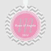 Modernes Foto von Zigzag und rosa Punkten Ornament (Rückseite)