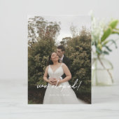 Modernes Foto "We Eloped" Hochzeitsempfang Einladung (Stehend Vorderseite)