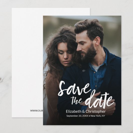 Modernes Foto Wedding Website qr Code Einladung (Vorne/Hinten)