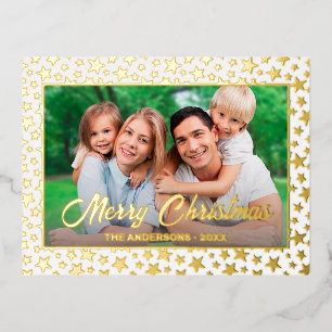 Modernes Foto Weihnachten Christlich elegante Dreh Folien Feiertagspostkarte