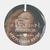 Modernes Foto Weihnachten Ornament Aus Glas (Rückseite)