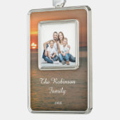 Modernes Foto Weihnachten Rahmen-Ornament Silber (Links)