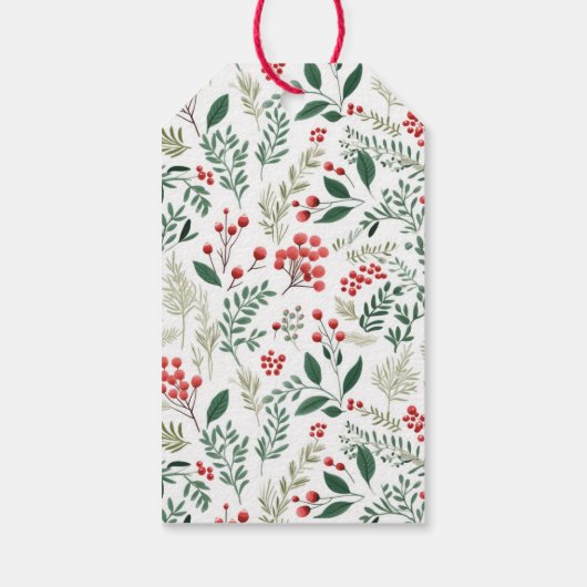 Modernes Foto Weihnachts-Script Red Berries Geschenkanhänger (Rückseite)