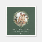 Modernes Foto Weihnachtskranz grün Serviette (Vorderseite)