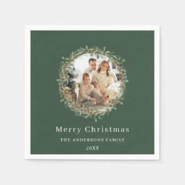 Modernes Foto Weihnachtskranz grün Serviette