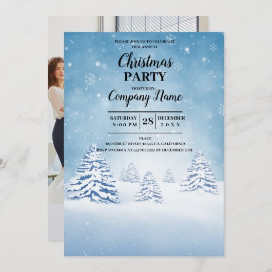 Modernes Foto Weihnachtsunternehmen Party Einladun Einladung (Vorne/Hinten)
