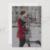 Modernes Foto White Script Wedding Einladung (Vorderseite)