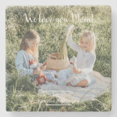 Modernes Foto Wir Liebe Sie Mama Stone Untersetzer (Vorderseite)