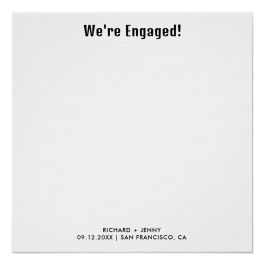 Modernes Foto Wir sind Verlobte Verlobung Poster (Vorderseite)