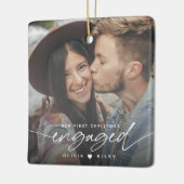 Modernes Foto zu Weihnachten in der Verlobung Keramikornament (Links)