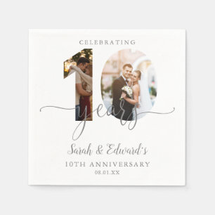 Modernes Foto zum 10. Hochzeitstag 2 Serviette