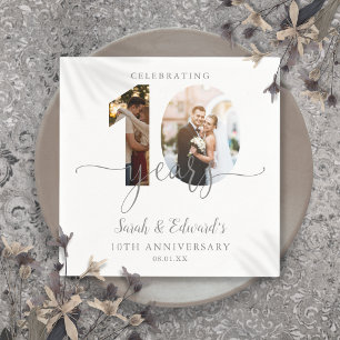 Modernes Foto zum 10. Hochzeitstag 2 Serviette
