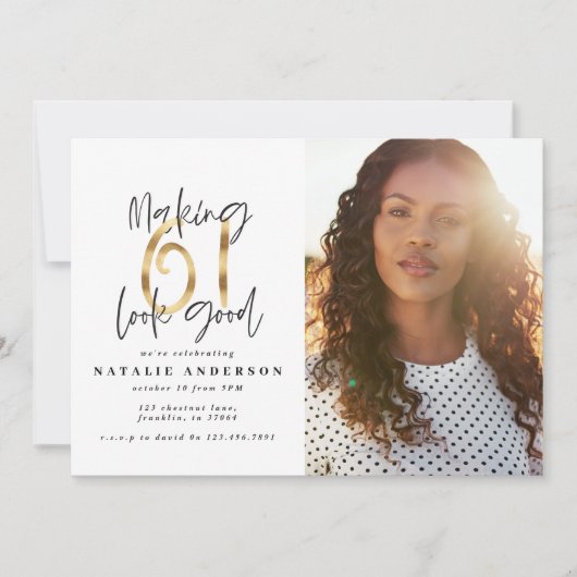 Modernes Foto zum 61. Geburtstag (Vorderseite)