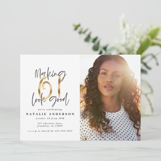 Modernes Foto zum 61. Geburtstag (Stehend Vorderseite)