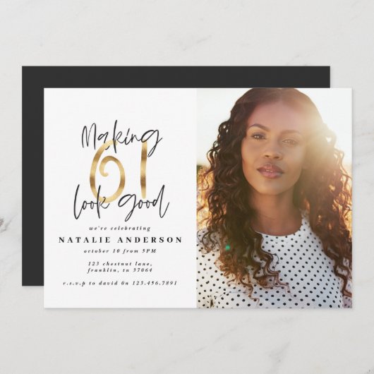 Modernes Foto zum 61. Geburtstag (Vorne/Hinten)