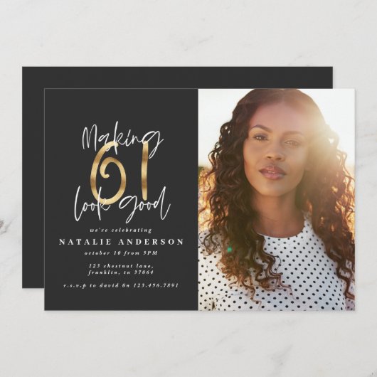 Modernes Foto zum 61. Geburtstag (Vorne/Hinten)