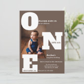 Modernes Foto zum ersten Geburtstag Einladung (Stehend Vorderseite)