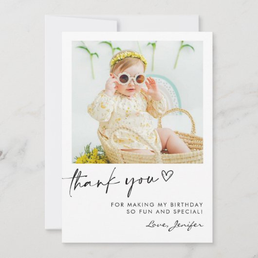 Modernes Foto zum Geburtstag Dankeskarte (Vorderseite)