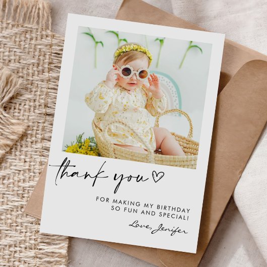 Modernes Foto zum Geburtstag Dankeskarte